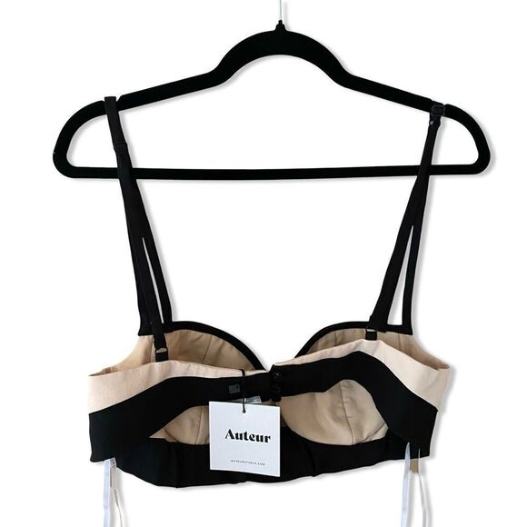Auteur contrast balcony top blush black bra camisole bustier Revolve XL NWT - Picture 5 of 11
